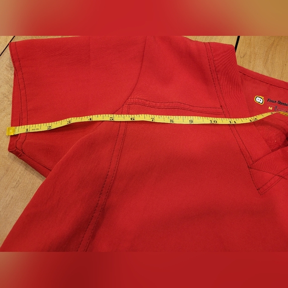 Four Stretch 4 - Red Scrub Top - Picture 3 of 6